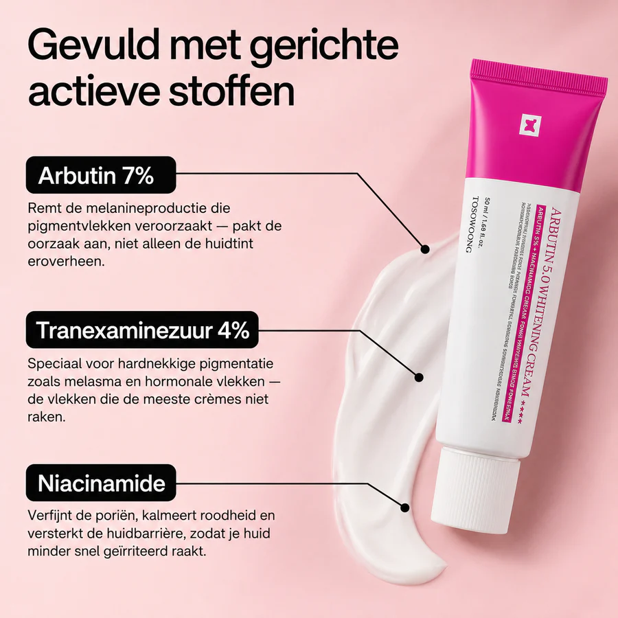 TOSOWOONG Arbutine 7% + Tranexaminezuur 4% Crème 50ml.