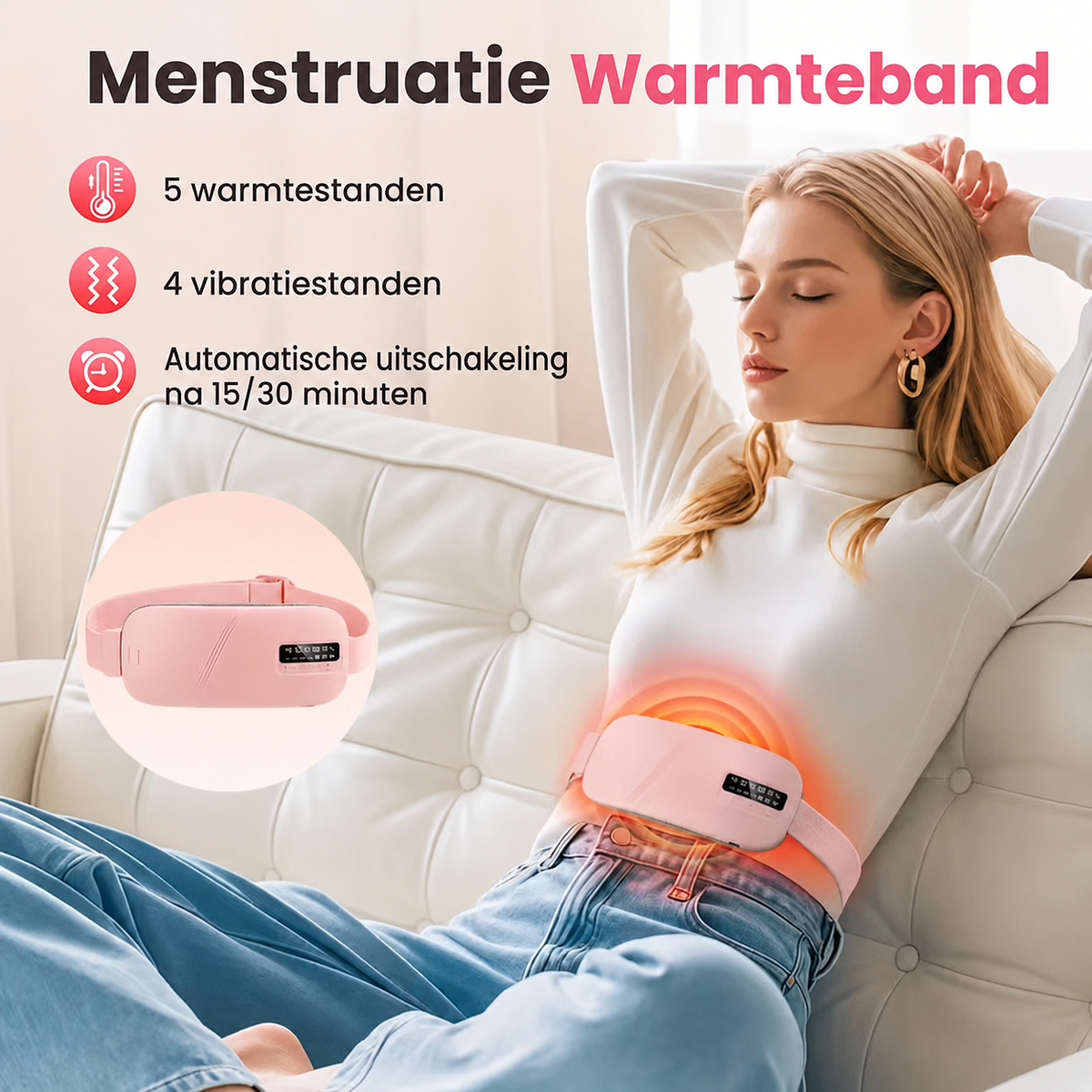 Saevora CycleCalm™ – Draagbare warmte & massage tijdens je cyclus